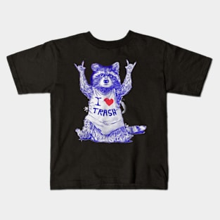 Racoon Wearing Shirt I Love Trash Funny Raccoon Wild Animal Kids T-Shirt